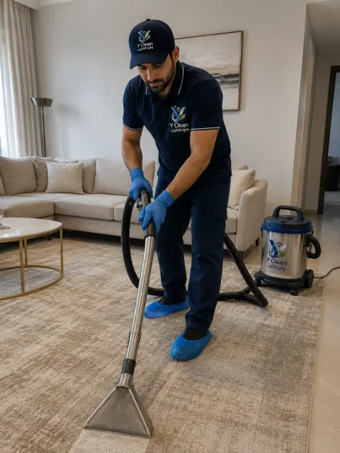 عامل واي كلين أثناء تنظيف أرضية منزل